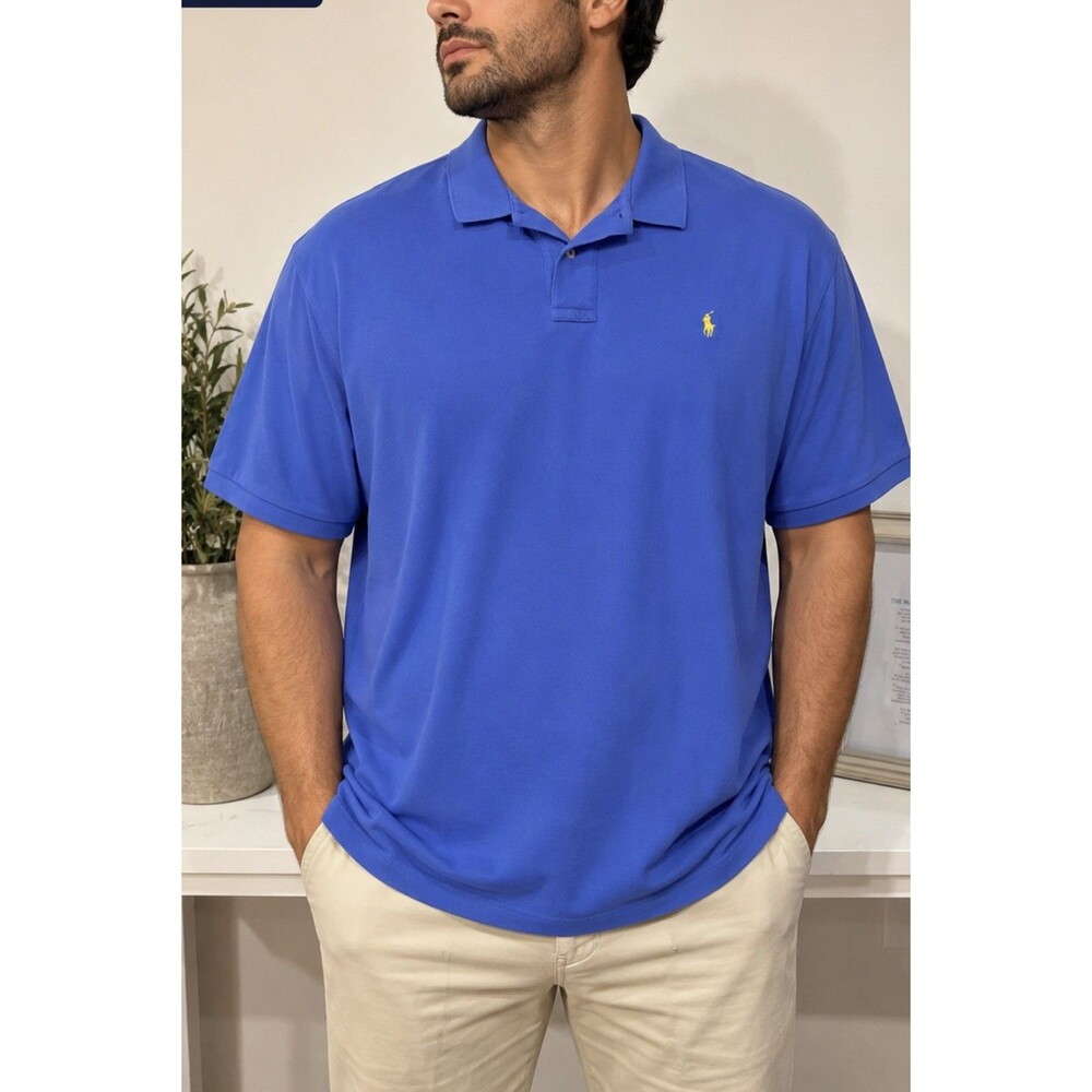 Polo Ralph Lauren Mens Polo Shirt XXL Short Sleeve Yellow Pony Cotton Classic